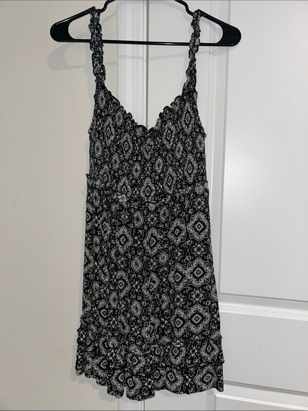 Black & White Spaghetti Strap Summer Dress - Women